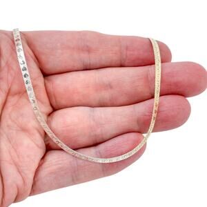 Reversible Gold-Plate Sterling Silver Heart Herringbone Chain Necklace 18"